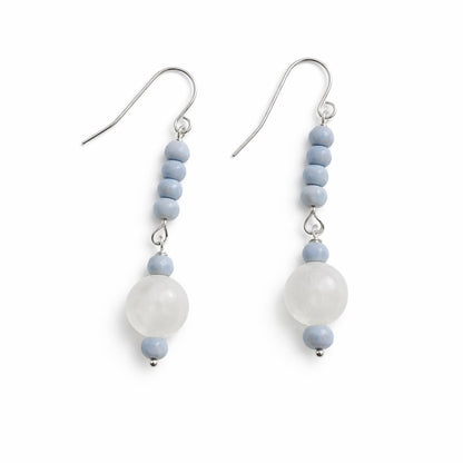 HK9101 S925 Moonstone & Blue Opal Dangle Earrings