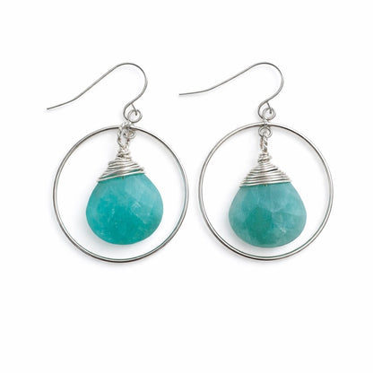 HK1611 S925 Amazonite Drop Earrings
