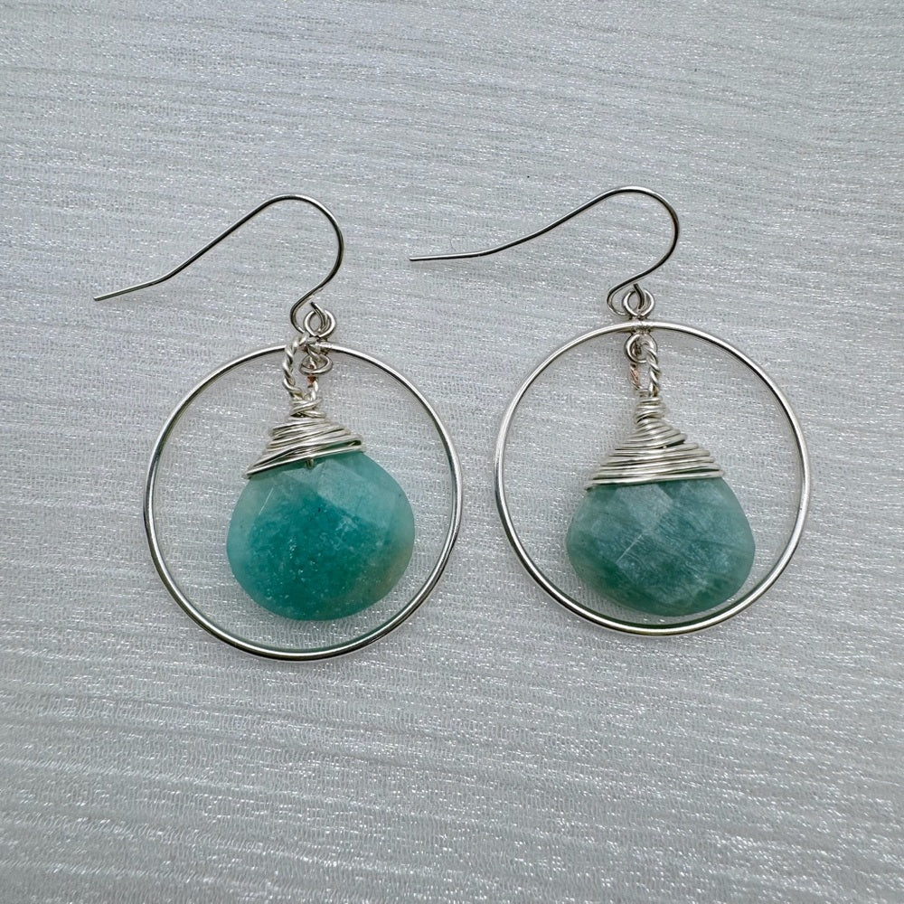 HK1611 S925 Amazonite Drop Earrings