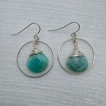 HK1611 S925 Amazonite Drop Earrings