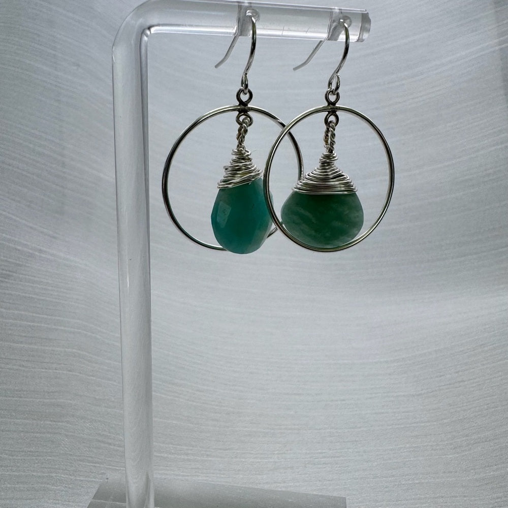 HK1611 S925 Amazonite Drop Earrings