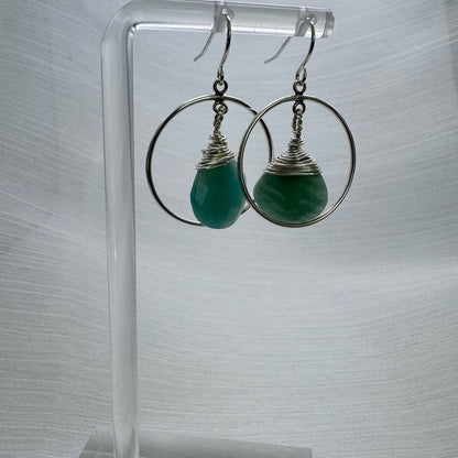 HK1611 S925 Amazonite Drop Earrings