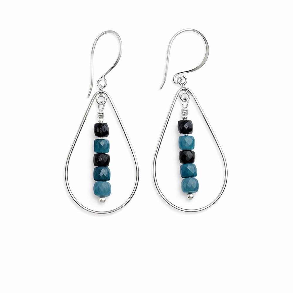HK948 S925 Blue Tourmaline Dangle Earrings