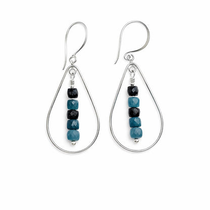 HK948 S925 Blue Tourmaline Dangle Earrings