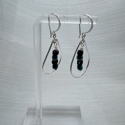HK948 S925 Blue Tourmaline Dangle Earrings