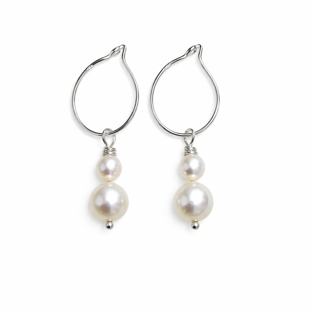 Sterling Silver Freshwater Pearl Hoop Earrings (HP1156)