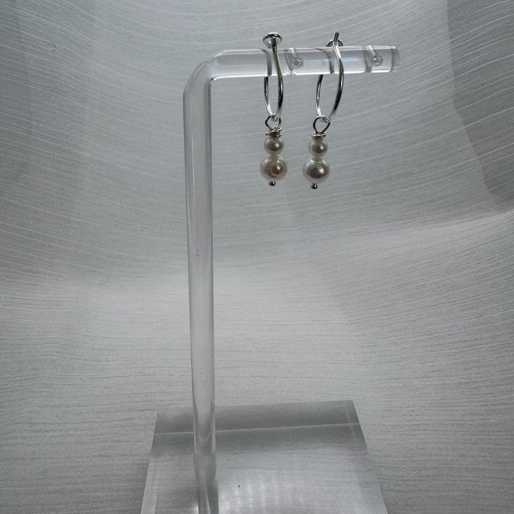 Sterling Silver Freshwater Pearl Hoop Earrings (HP1156)