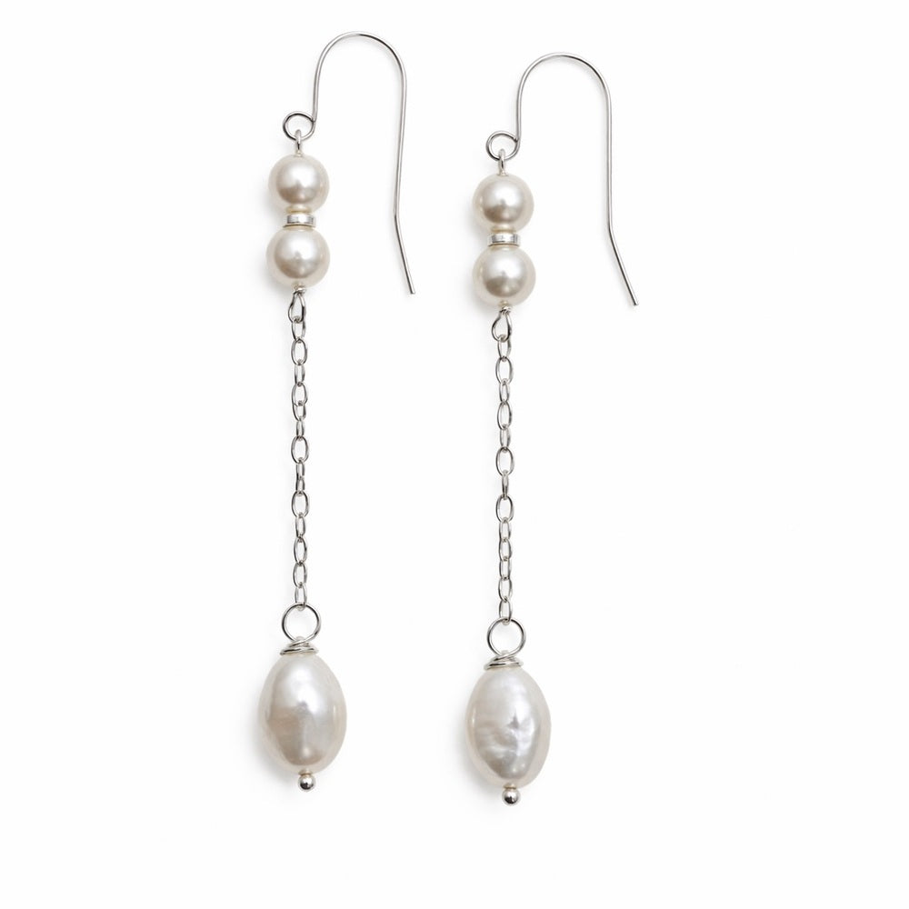 HK1338 S925 Freshwater Pearl Dangle Earrings