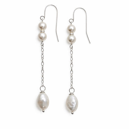 HK1338 S925 Freshwater Pearl Dangle Earrings