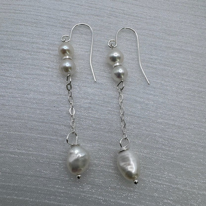 HK1338 S925 Freshwater Pearl Dangle Earrings