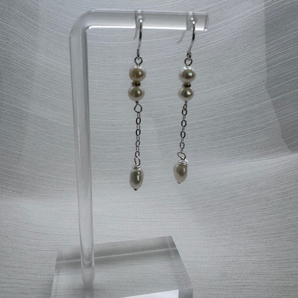 HK1338 S925 Freshwater Pearl Dangle Earrings