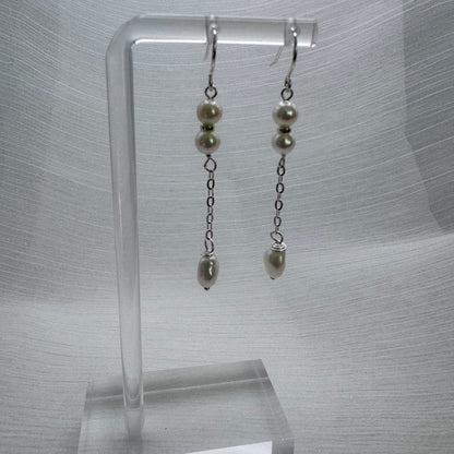 HK1338 S925 Freshwater Pearl Dangle Earrings