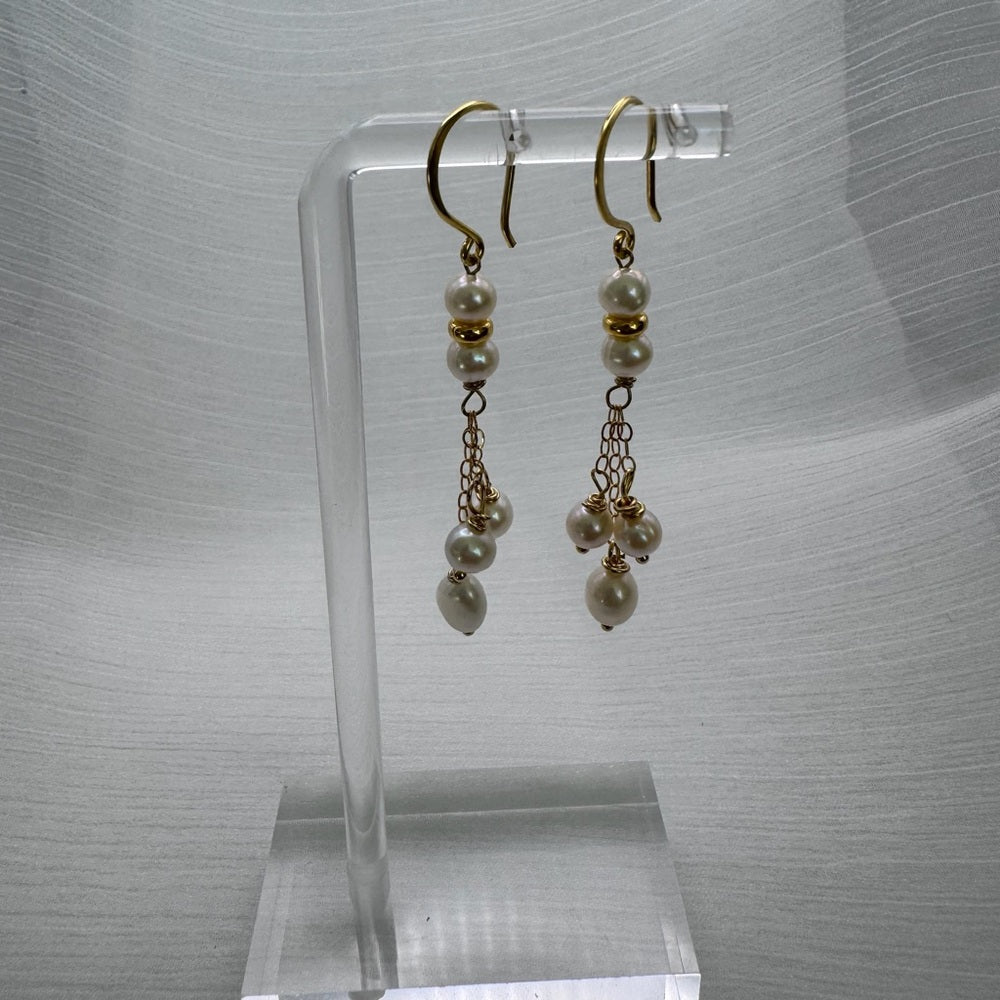 Sterling Silver Freshwater Pearl Dangle Earrings (HK1336)