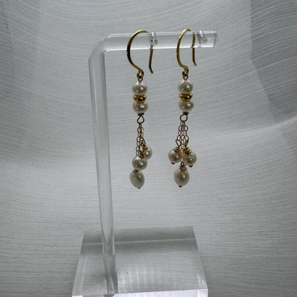 HK1336 S925 Freshwater Pearl Dangle Earrings