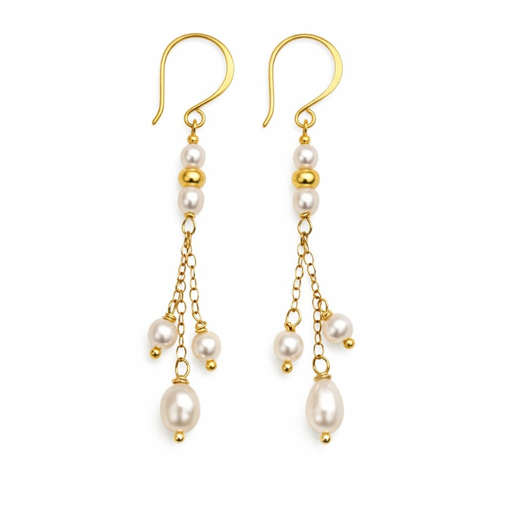 Sterling Silver Freshwater Pearl Dangle Earrings (HK1336)