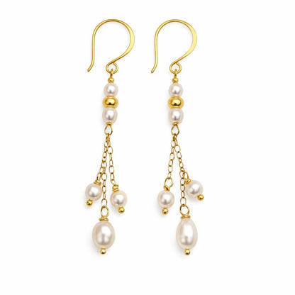 HK1336 S925 Freshwater Pearl Dangle Earrings