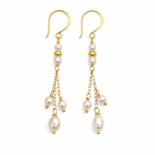 HK1336 S925 Freshwater Pearl Dangle Earrings