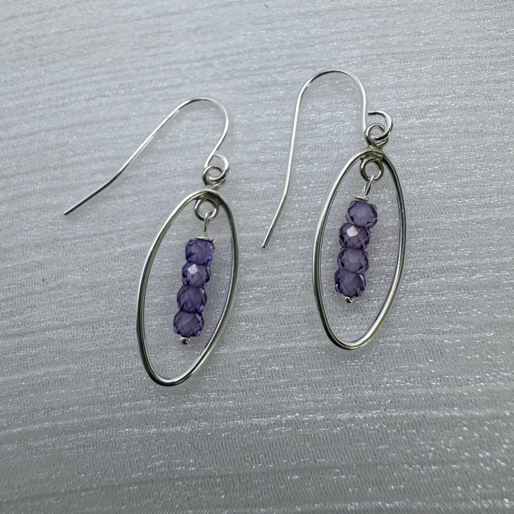 HK1192 S925 Tanzanite Dangle Earrings