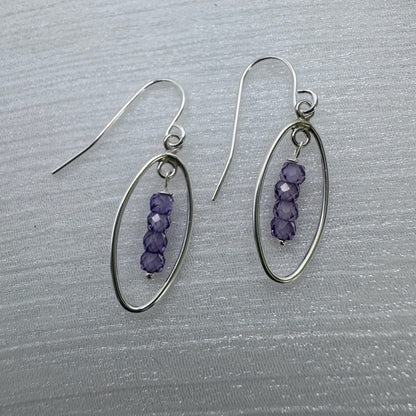 HK1192 S925 Tanzanite Dangle Earrings