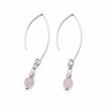 Sterling Silver Rose Quartz Hook Threader Earrings (FH1125)