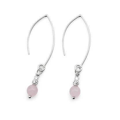 FH1125 S925 Rose Quartz Hook Threader Earrings