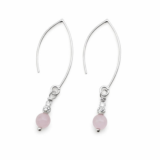 FH1125 S925 Rose Quartz Hook Threader Earrings