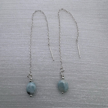 TH16011 S925 Larimar Threader Earrings