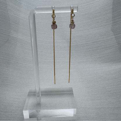 TH1481 S925 Strawberry Quartz & Hematite Threader Earrings