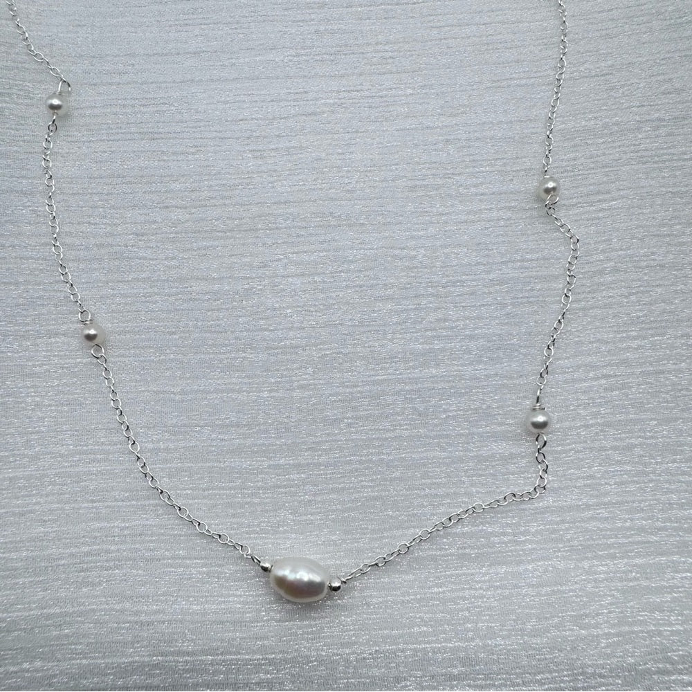 N1155 S925 Freshwater Pearl Chain Necklace