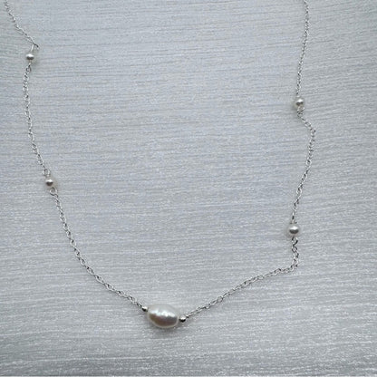 N1155 S925 Freshwater Pearl Chain Necklace