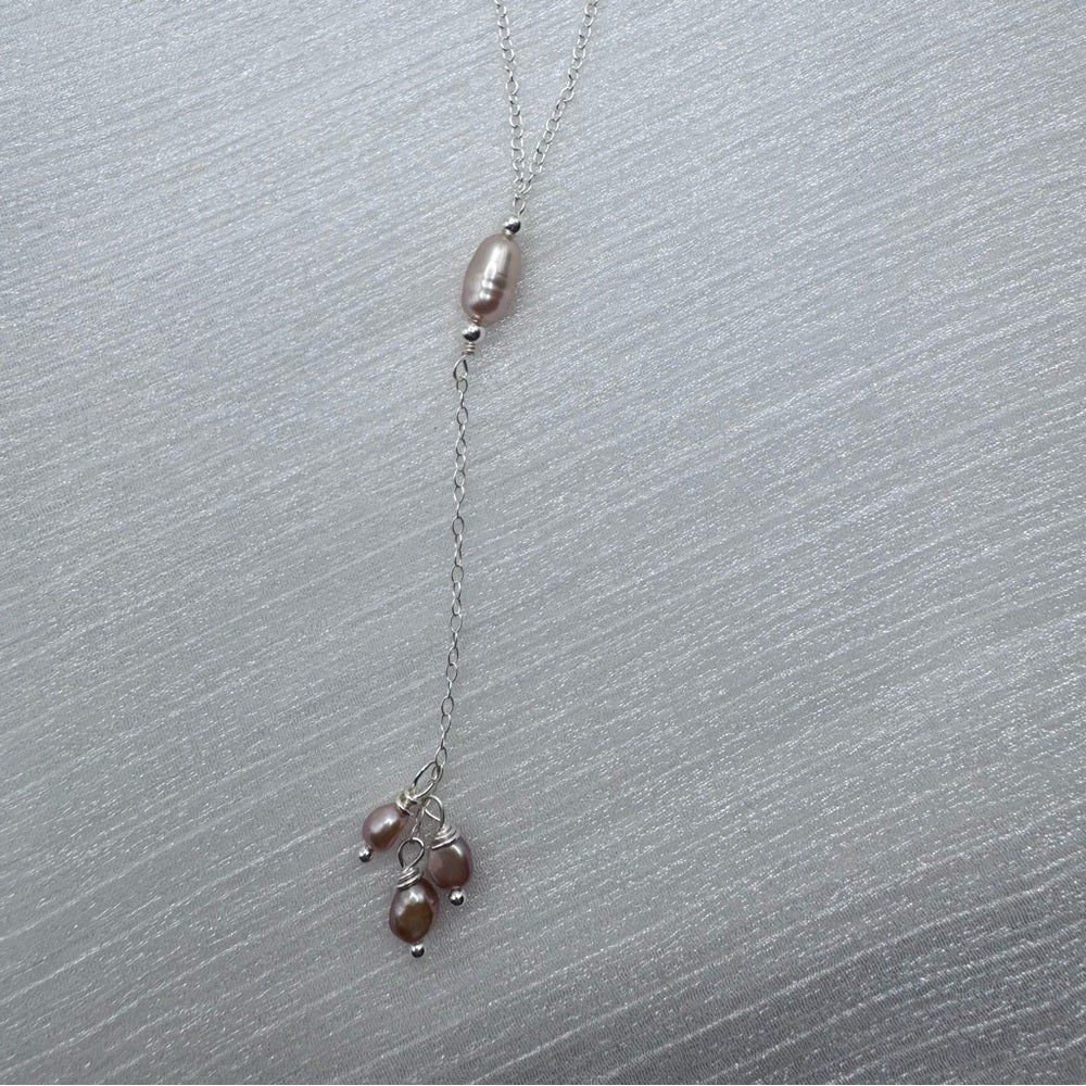 L983 S925 Freshwater Pearl Lariat Necklace