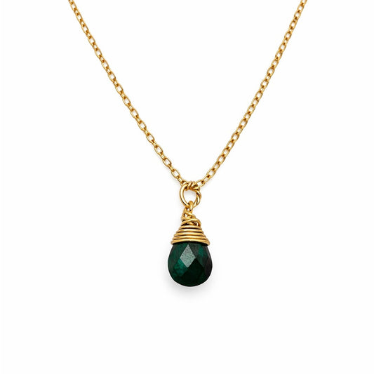 N966 S925 Emerald Cable Chain Necklace