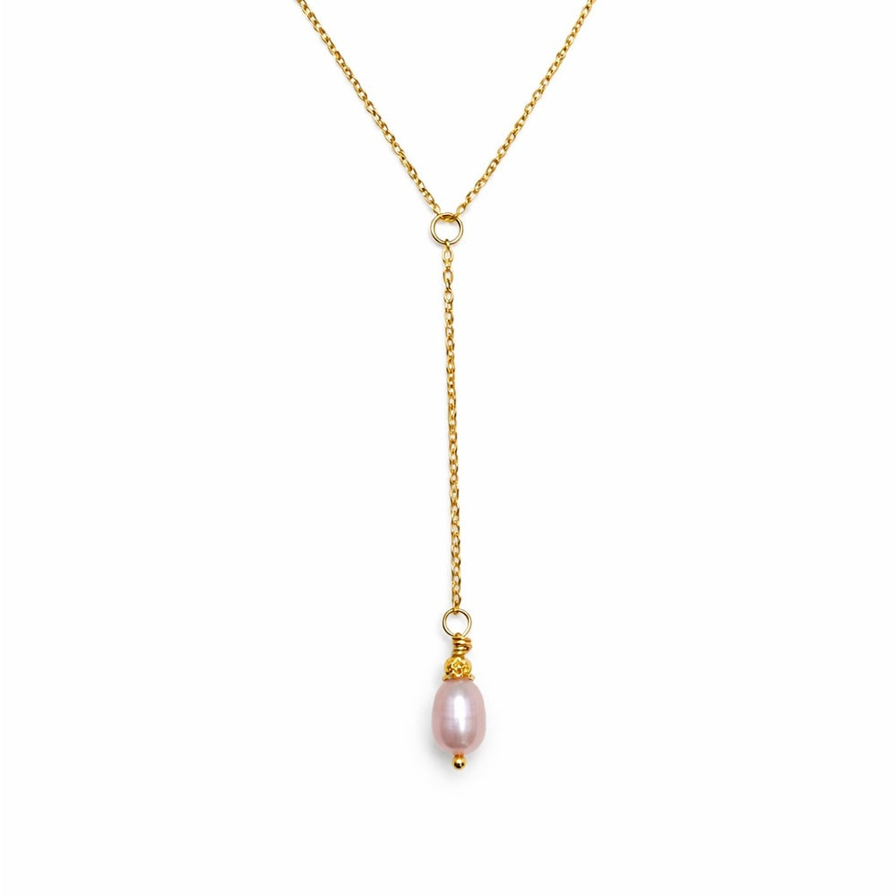 L981 S925 Freshwater Pearl Lariat Necklace