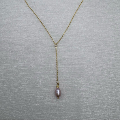 L981 S925 Freshwater Pearl Lariat Necklace