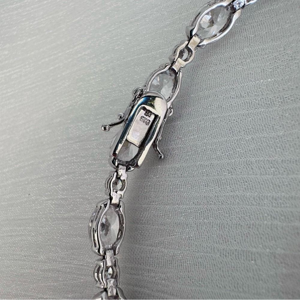 S925 Oval Pavé Crystal Tennis Bracelet