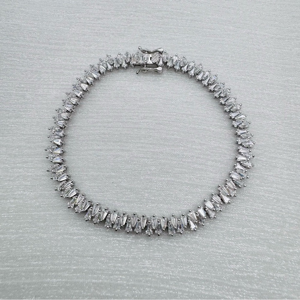 Trillion Cut Crystal Tennis Bracelet