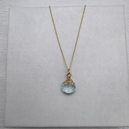 N955 S925 Aquamarine Wrapped Necklace