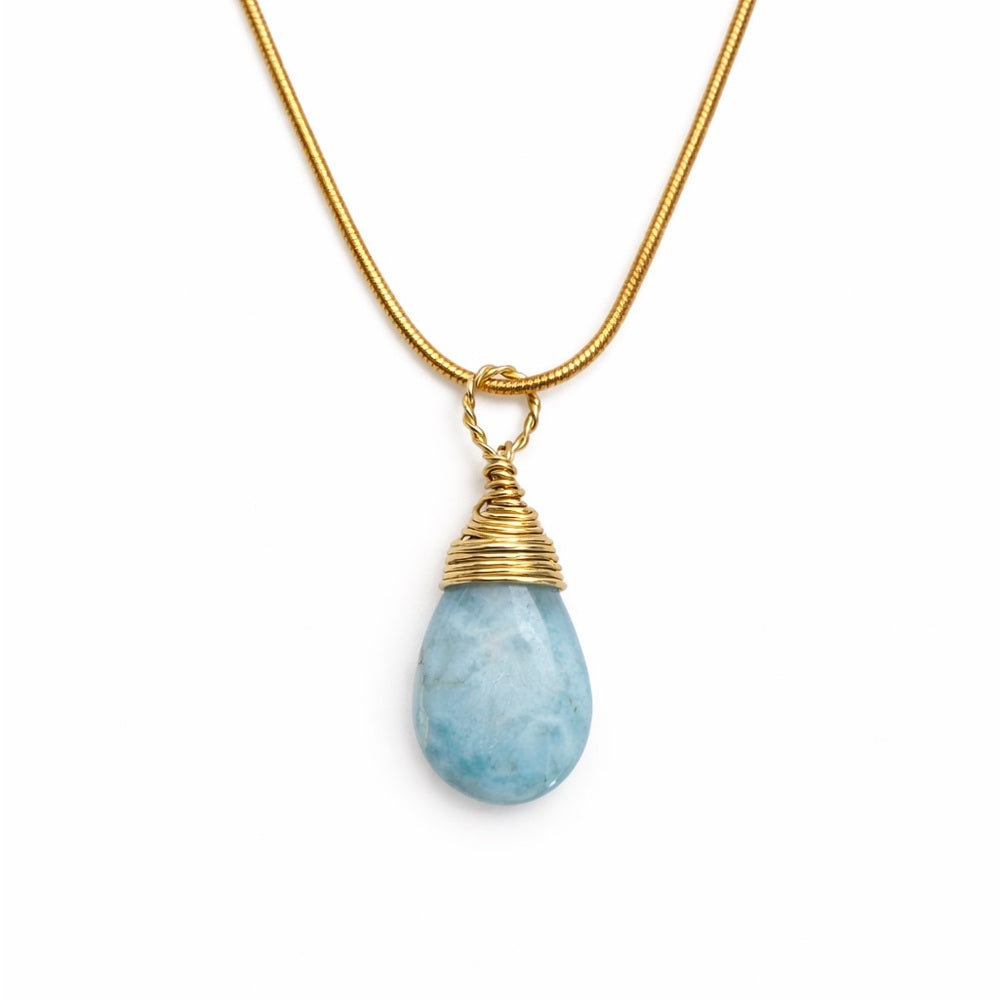 N1211 S925 Larimar Snake Chain Necklace