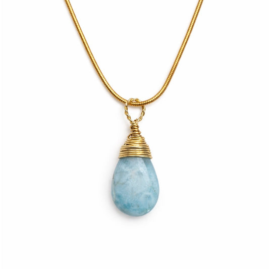 N1211 S925 Larimar Snake Chain Necklace