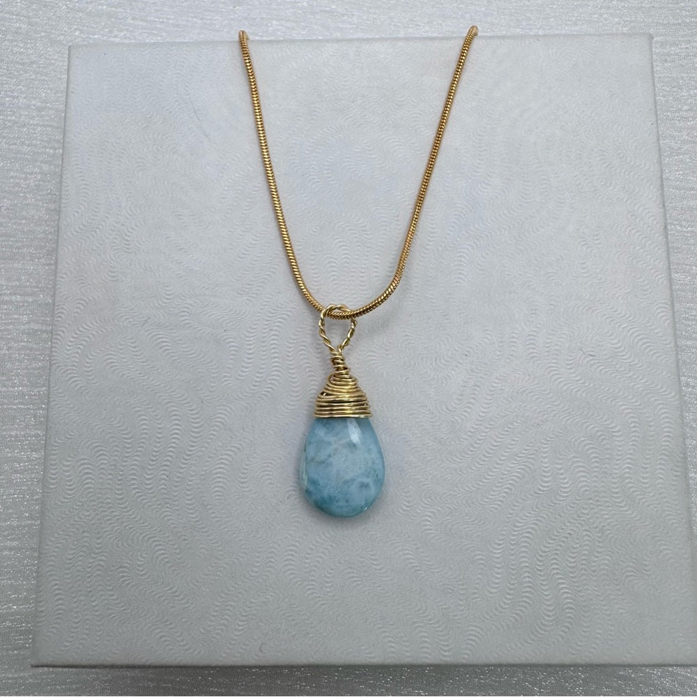 N1211 S925 Larimar Snake Chain Necklace