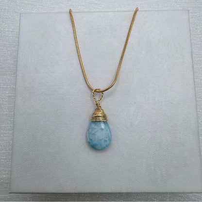 N1211 S925 Larimar Snake Chain Necklace