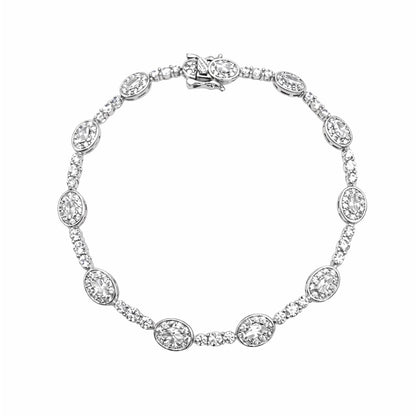 S925 Oval Pavé Crystal Tennis Bracelet
