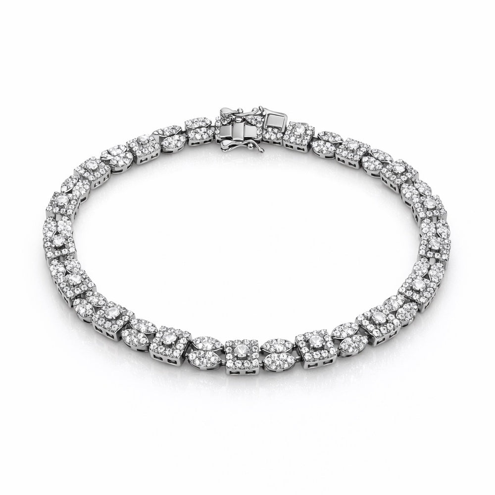 Pavé Cluster Crystal Tennis Bracelet