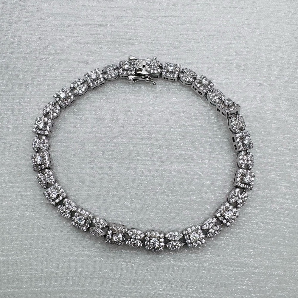 Pavé Cluster Crystal Tennis Bracelet