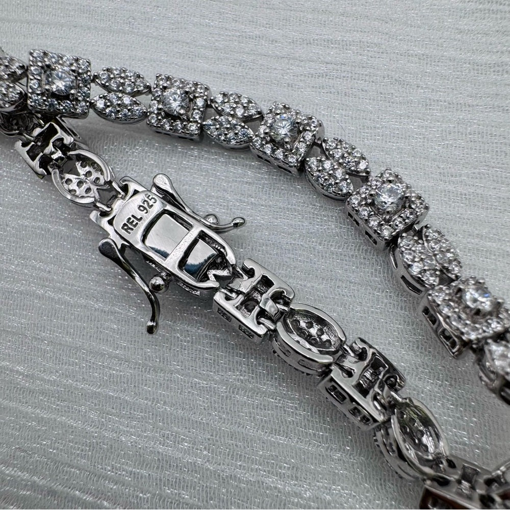 Pavé Cluster Crystal Tennis Bracelet