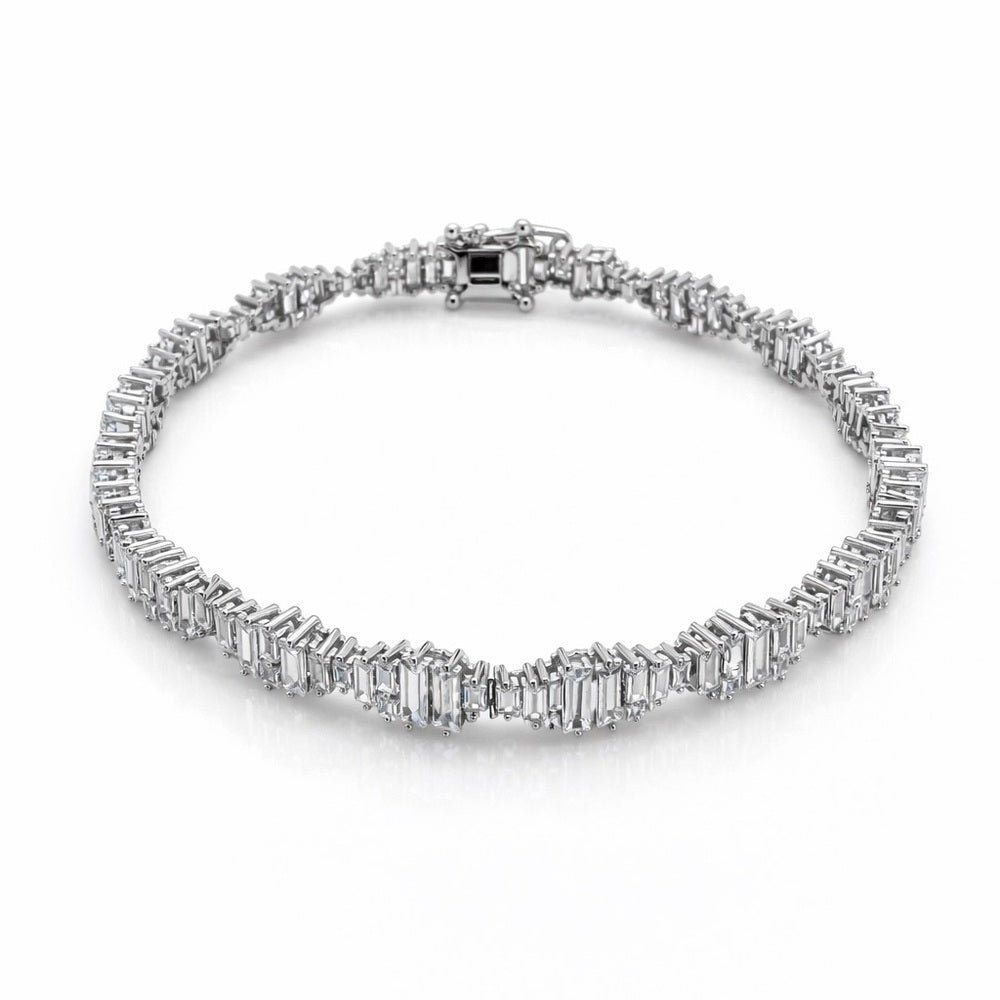 Staggered Baguette Crystal Tennis Bracelet