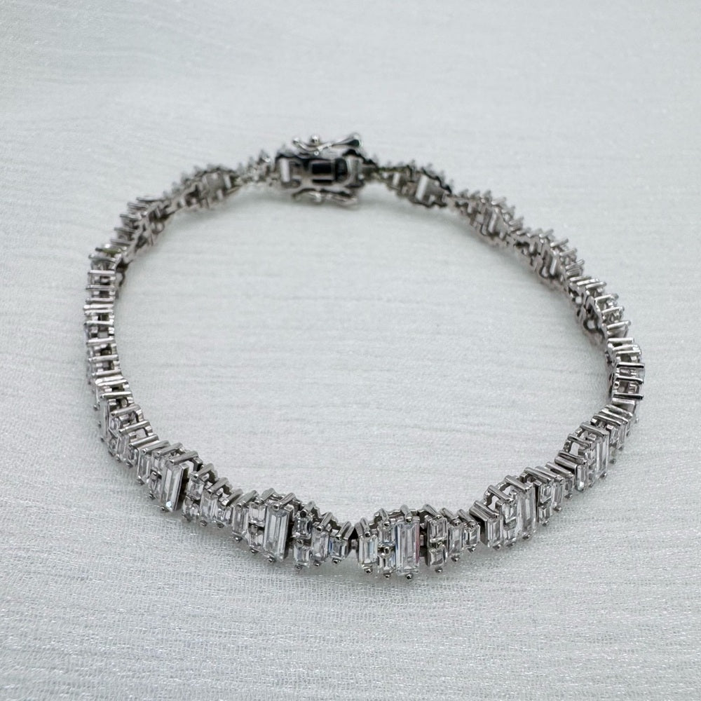 Staggered Baguette Crystal Tennis Bracelet
