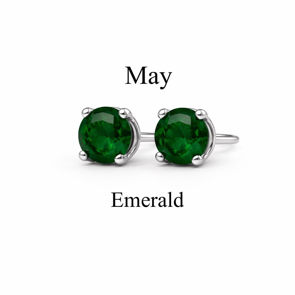 3mm Emerald Stud Earrings May Birthstone