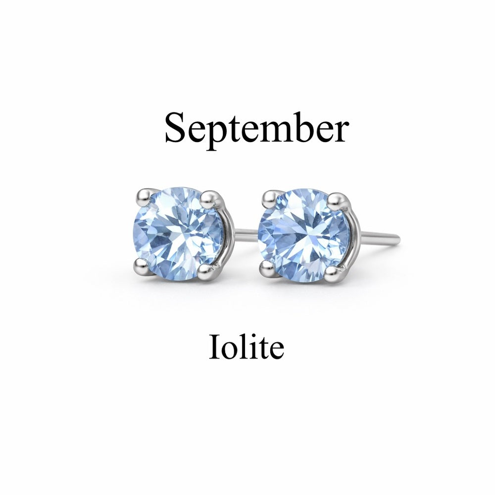 3mm Iolite Stud Earrings September Birthstone