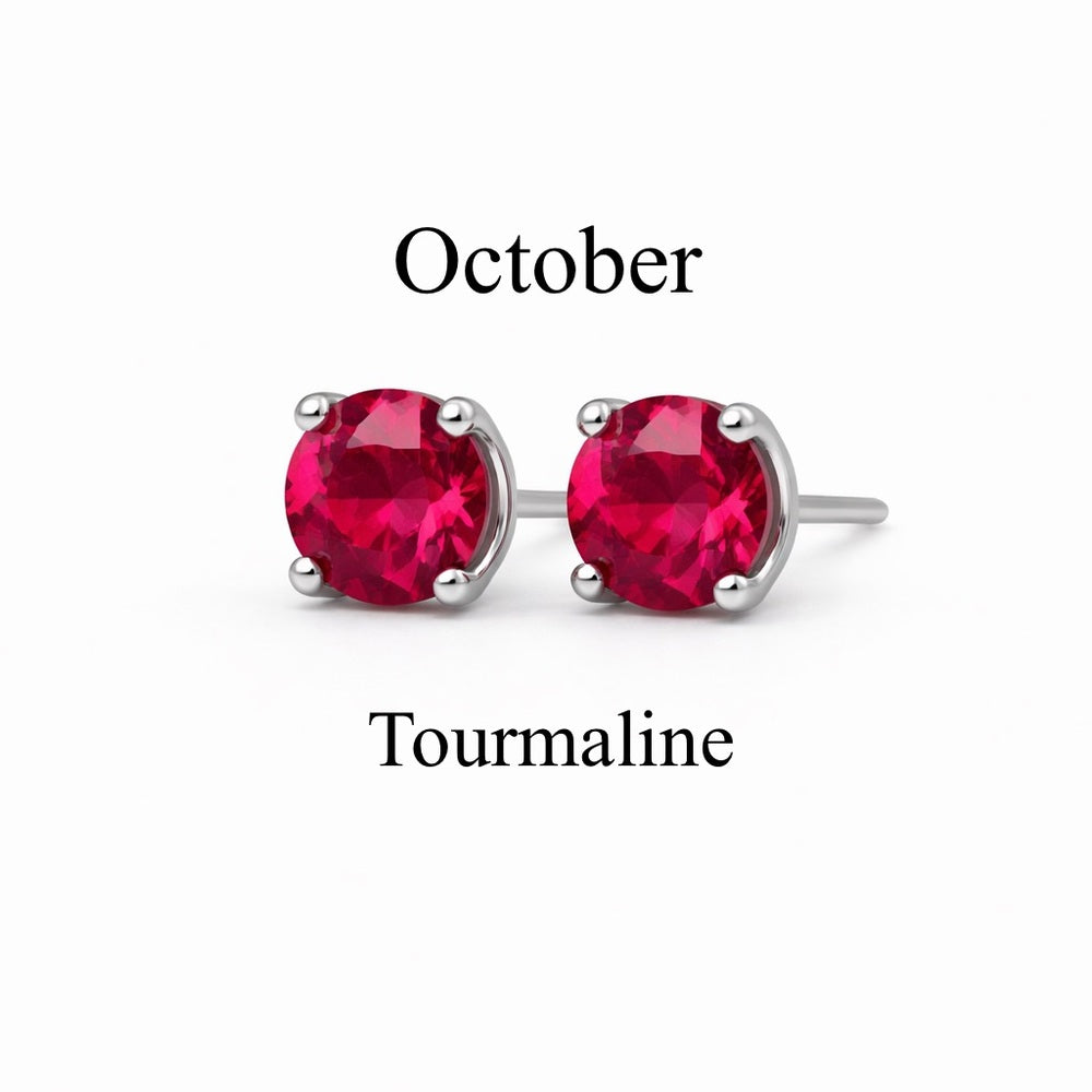 3mm Pink Tourmaline Stud Earrings October Birthstone